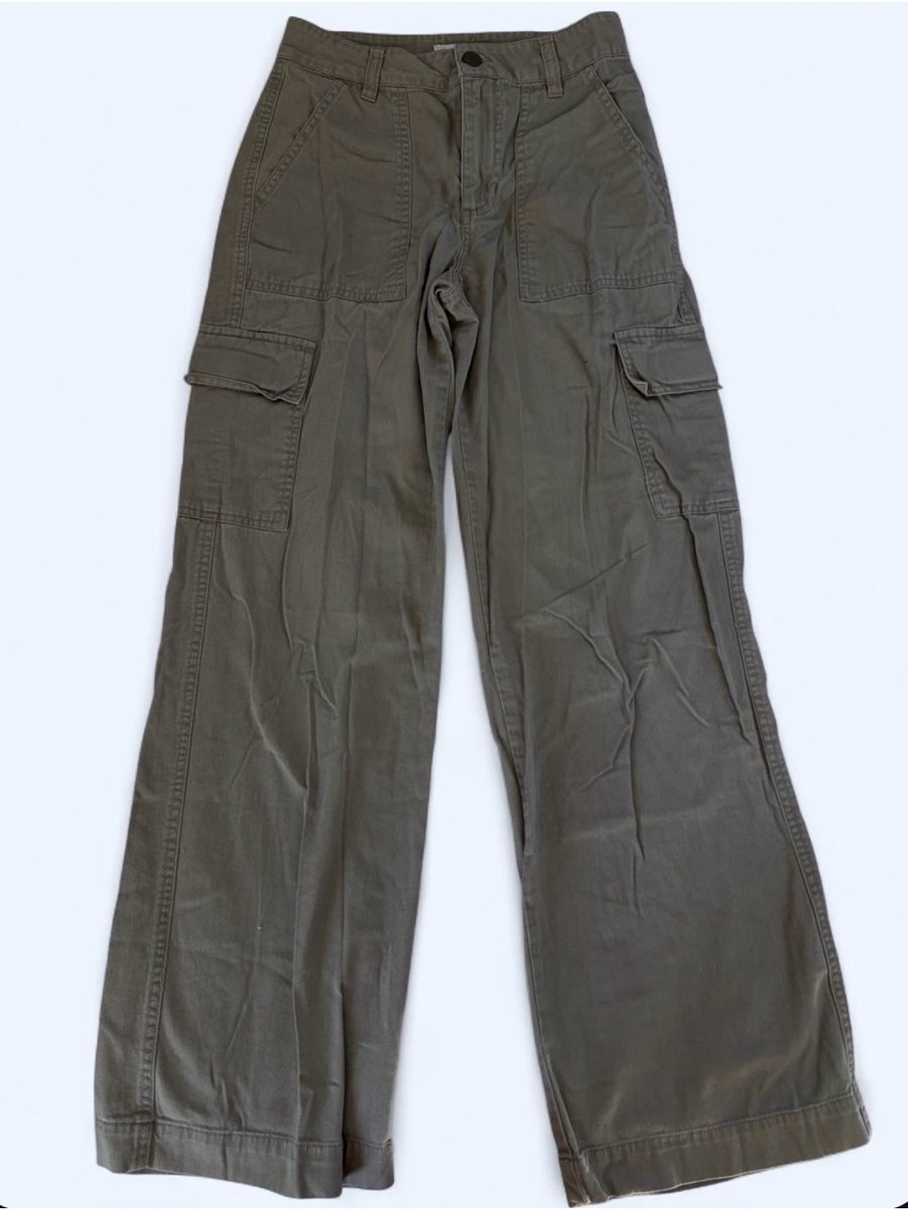 Full Tilt Olive Green Cargo Pants - Wide Leg